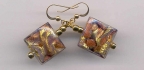 Amethyst Square Bombata Murano Glass Venetian Bead Earrings